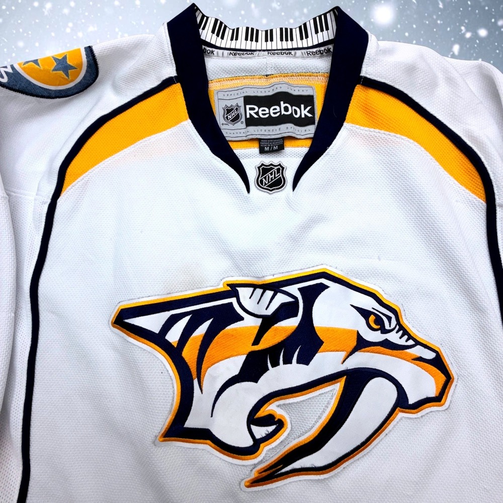 Reebok NHL Nashville Predators '13 Jersey Mens Medium White Black Yellow